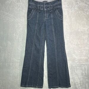 Y2K Jeans Wide Leg Flare Baggy Womens Tagged O Fits 28x31 Dark wash Bratz Grunge